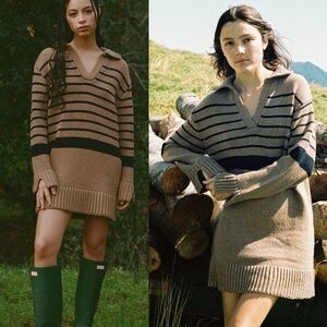 NWT Ciao Lucia! Martine Wool Knit Mini Dress Praline Brown